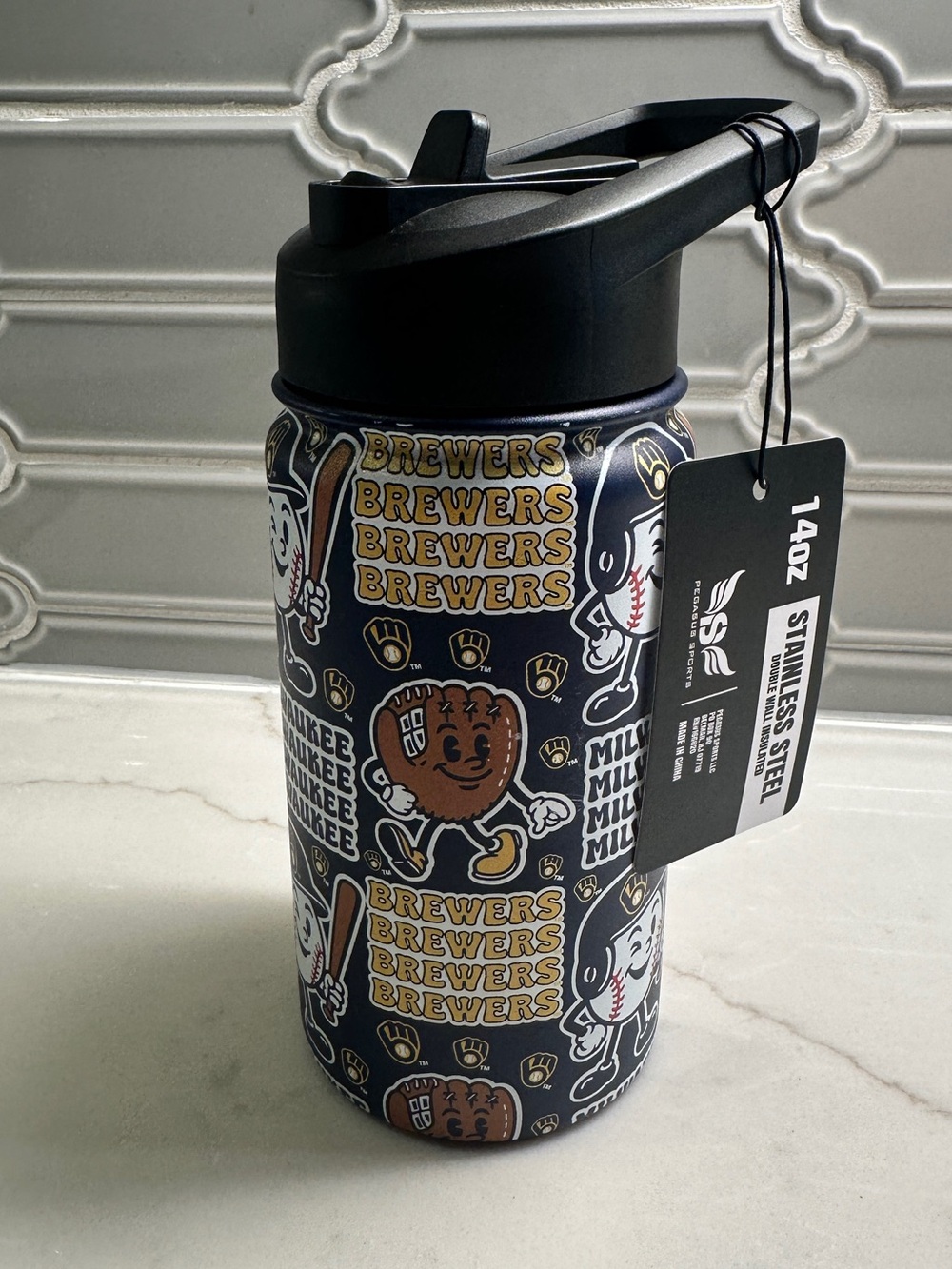 Pegasus Milwaukee Brewers Stainless Steel 14oz Water Bottle